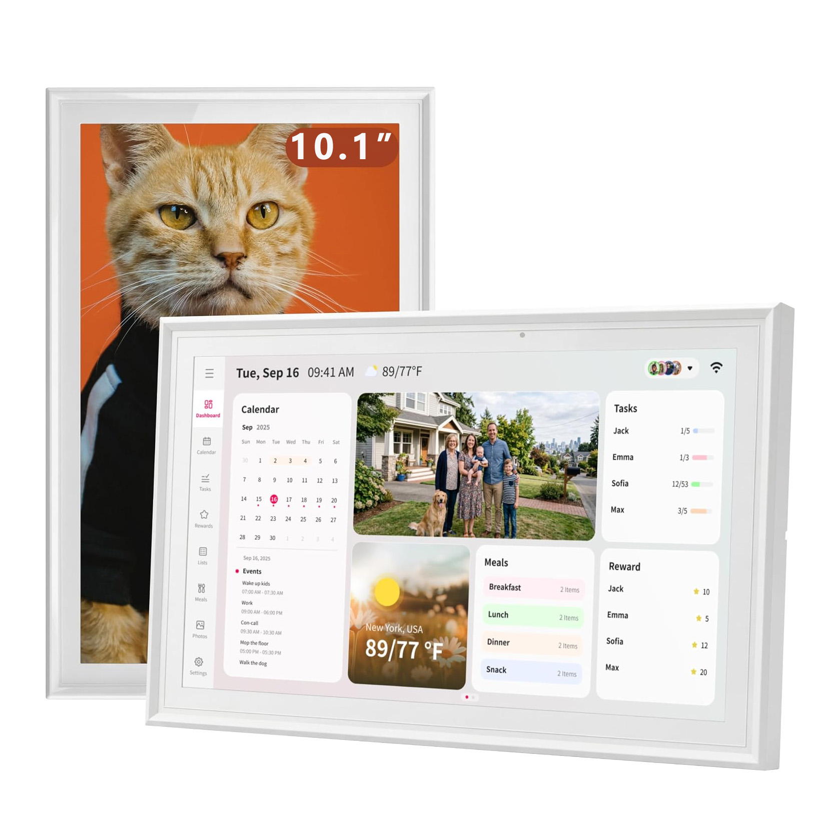 Digital Photo Frame Wifi - AHXJKA10.1インチタッチスクリーンWiFiデジタルフォトフレーム、32GB内蔵メモリ、リモート写真・動画共有、高齢者向けホームデコレーション＆ギフト