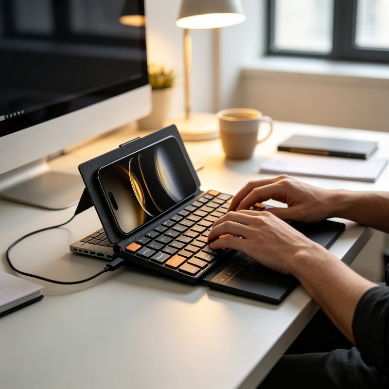 Wireless Keyboard Mini - 超薄型ミニキーボード カスタムBluetoothワイヤレスポータブルトラベルオフィスキーボード オレンジ色のナビゲーションキー付き タブレット/スマホ対応