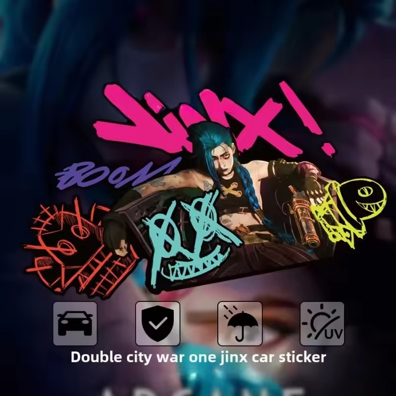 Electro Gadgets - Arcane Jinx グラフィティ反射車ステッカー電動バイク窓ガラスデカールアニメゲーム車両装飾アクセサリー
