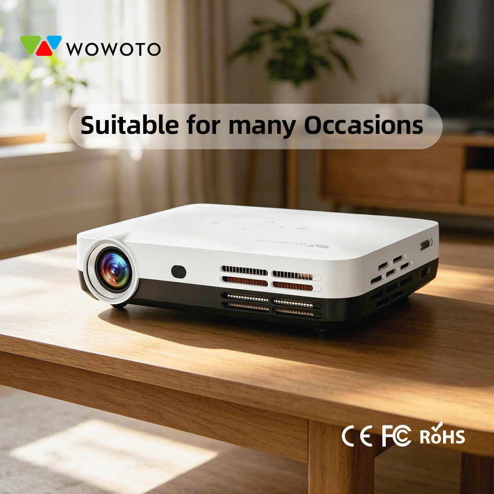 Mini Projector Portable - WOWOTO ポータブルミニホームシアタープロジェクター 450ANSIルーメン WIFI BT Android搭載