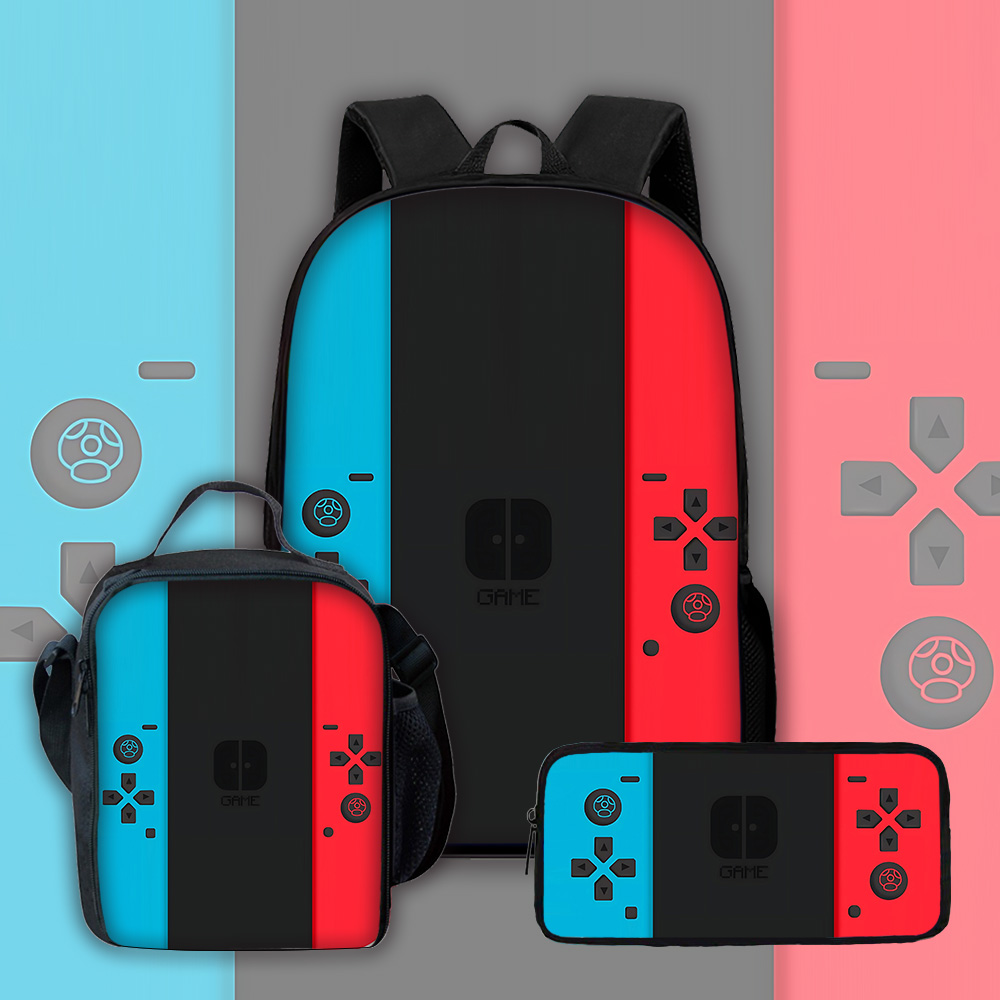 Handheld Game Console - ゲーム機型子供用スクールバックパック、ランチバッグ、鉛筆バッグ付き、男の子と女の子のためのスクールバッグ、最高の贈り物