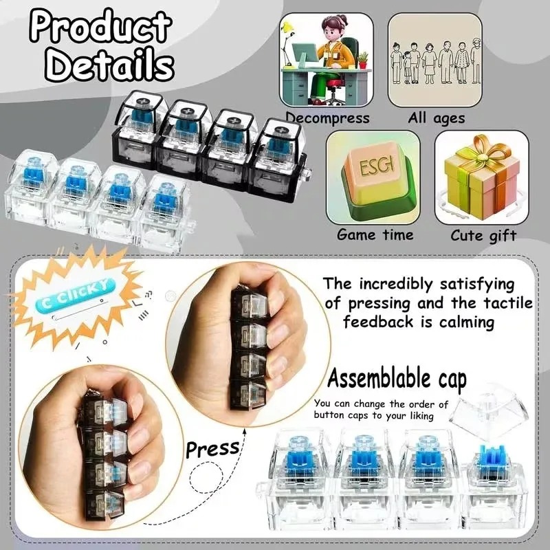 LEDキーボードキーチェーン フィジェットトイ クリスタルク - Electronics Gadgets For Kids のレビューと価格