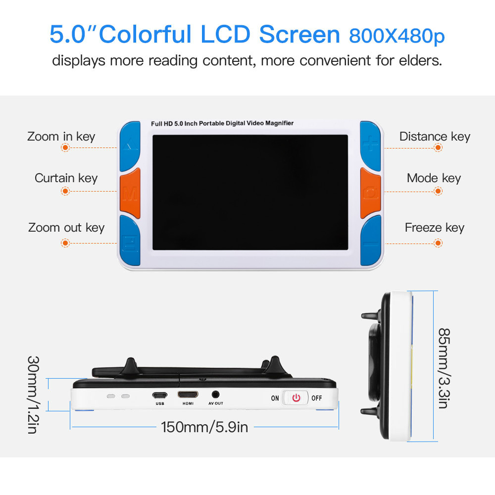 Eyoyo 5.0インチLCD 3-48倍携帯デジタル拡大鏡 - Digital Magnifier Reading のレビューと価格