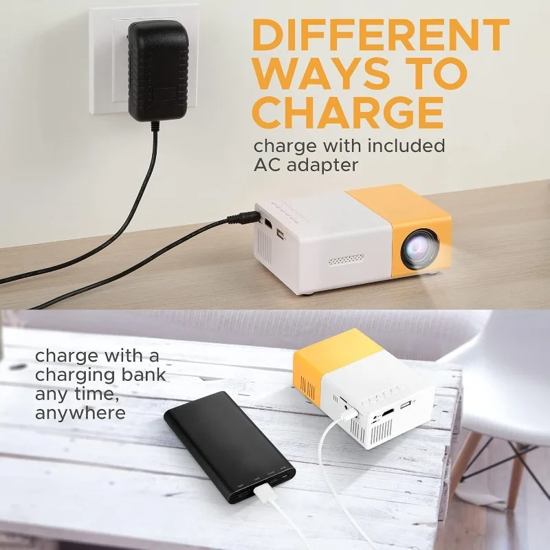110V-220V対応 ポータブルTVプロジェクター、家庭用 - Mini Projector Portable のレビューと価格