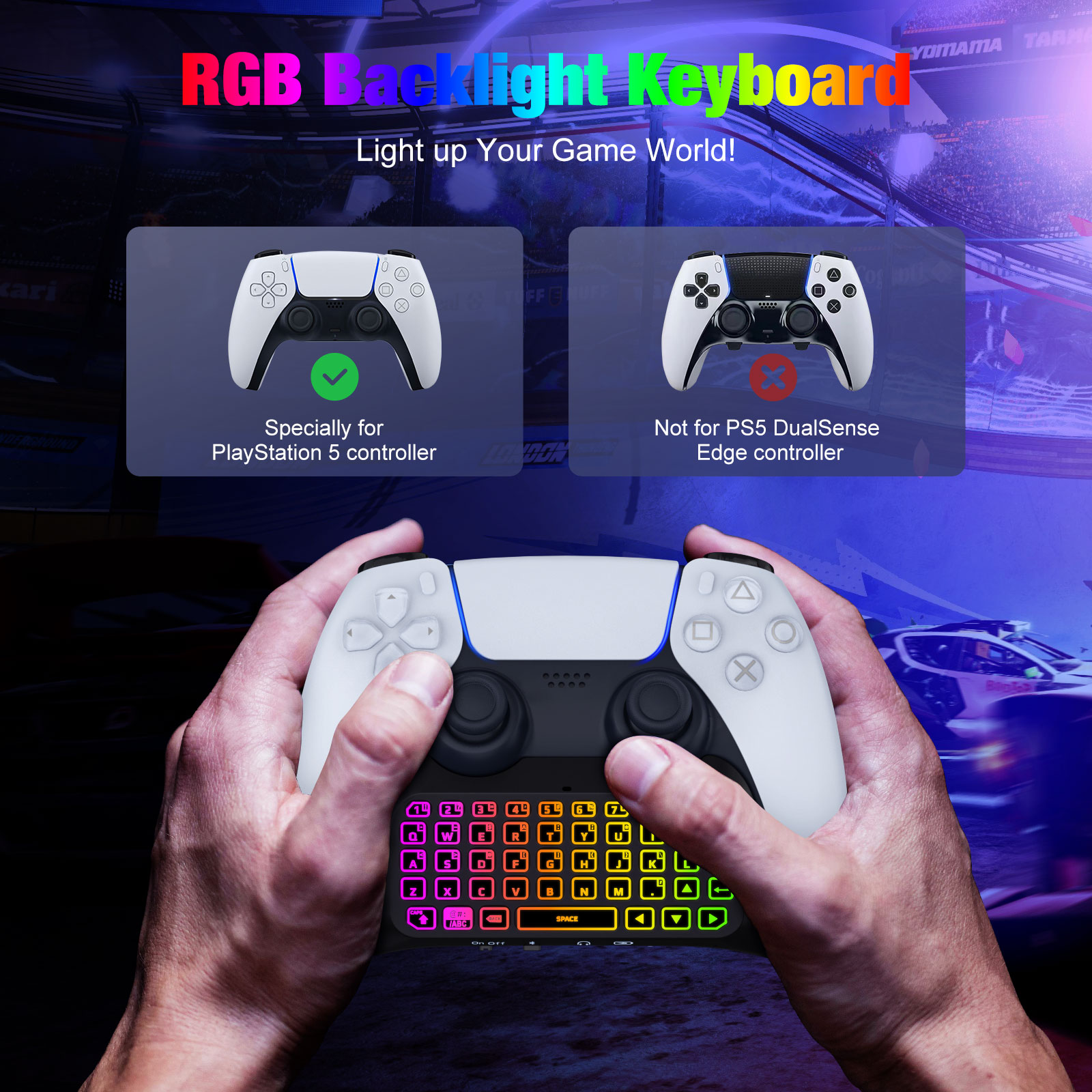 PS5コントローラー用RGBバックライトキーボード、プレイス - Wireless Keyboard Mini のレビューと価格
