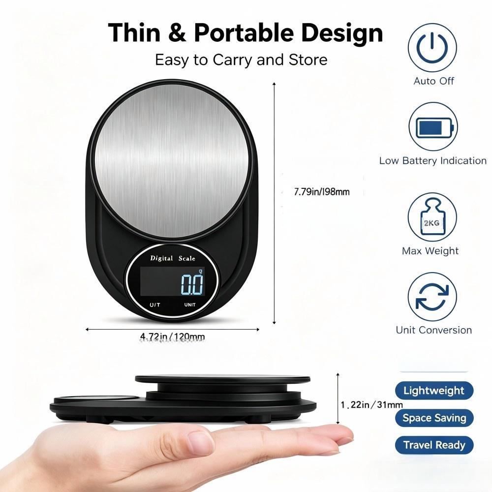 2KG 0.1g ミニポータブルデジタルキッチンスケール、丸 - Electronics & Gadgets Starting With V のレビューと価格